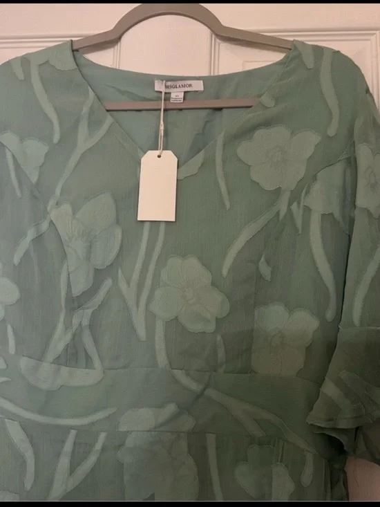 Sage Green V-Neck Floral Maxi Dress - Picture 3 of 7